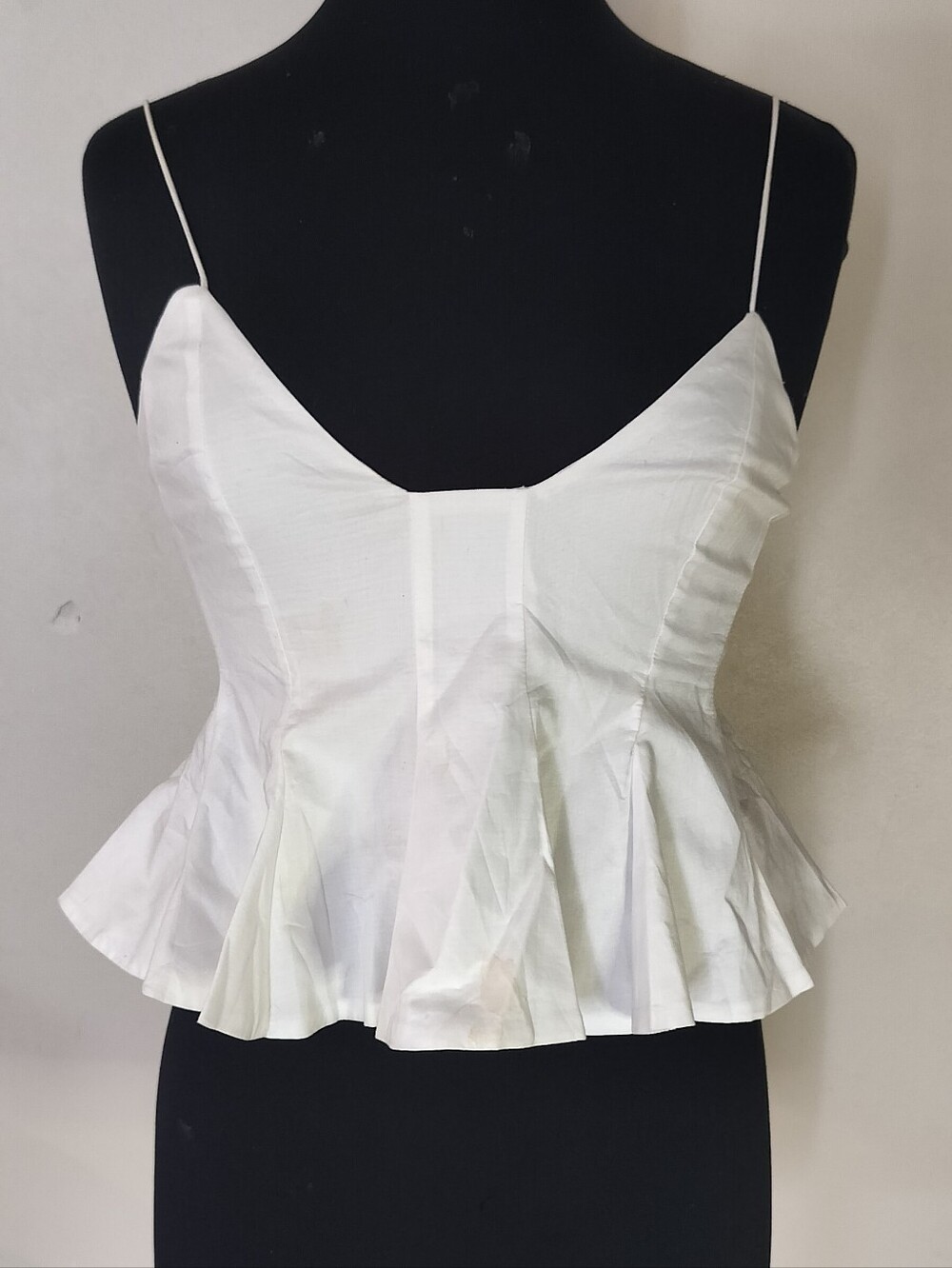 Zara White Peplum Camisole with Spaghetti Straps